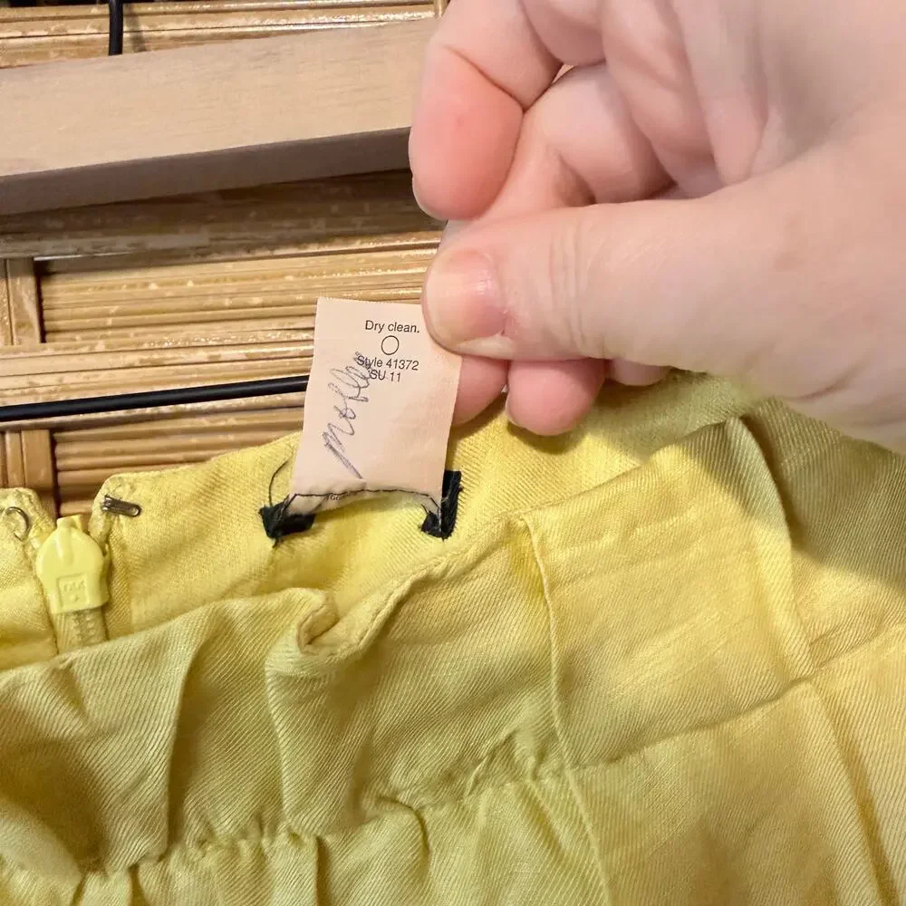 J.Crew Yellow Linen Silk Mini Skirt Sz 8 Lightweight Summer Pocket Skirt resort